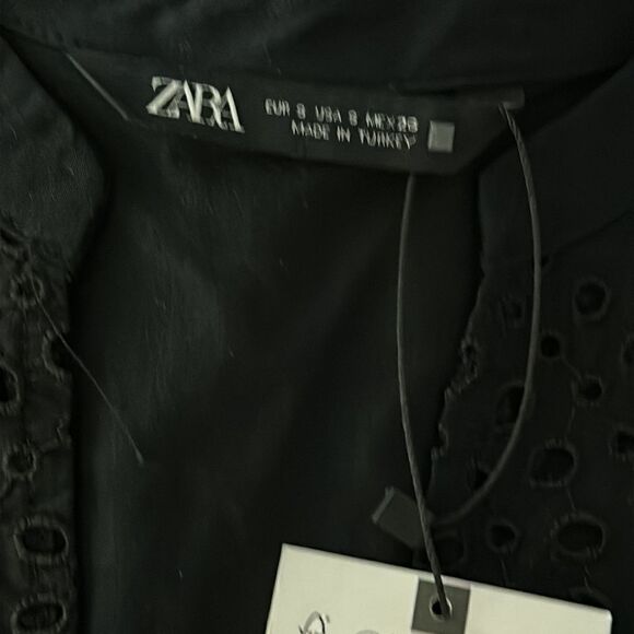 ZARA | Black | OPENWORK EMBROIDERED MINI DRESS - Picture 11 of 11